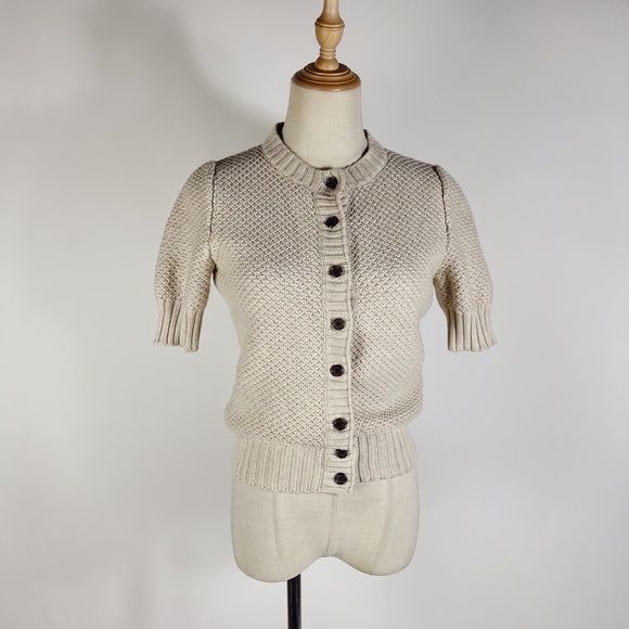 GAP Sweaters - GAP Cotton Short Sleeve Knit  Beige Cardigan Sweater Womens Small